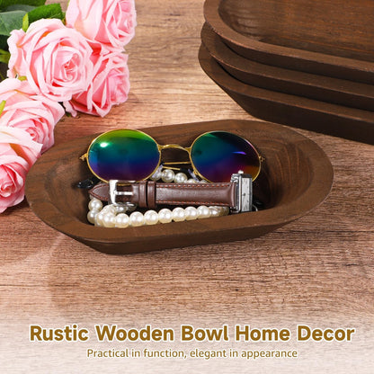 DORMIYA 8 PCS Wooden Dough Bowls, Rustic Wooden Candle Bowl for Decor, Woodens Dowls for DIY Candle Home Crafts Making, Farmhouse Decoration (Brown-8PCS)