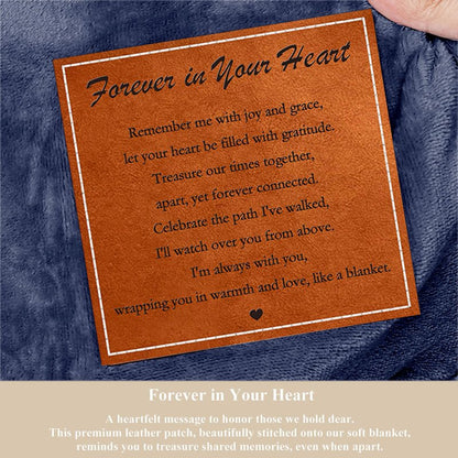 Forever in Your Heart Blue Sympathy Memorial Blanket, Ultra Soft Fleece Sympathy Gift for Loss of a Loved One, Thoughtful Bereavement Throw for Condolence & Grief Comfort (50”x60”)