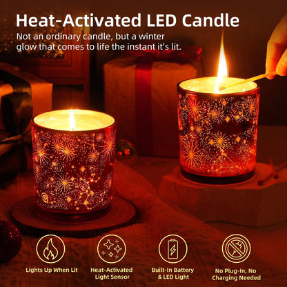 Viyffo 12oz Red Scented Candle with Lamp for Valentine’s Day & Taper Candles 10 Inch Brown 4 Pack Unscented