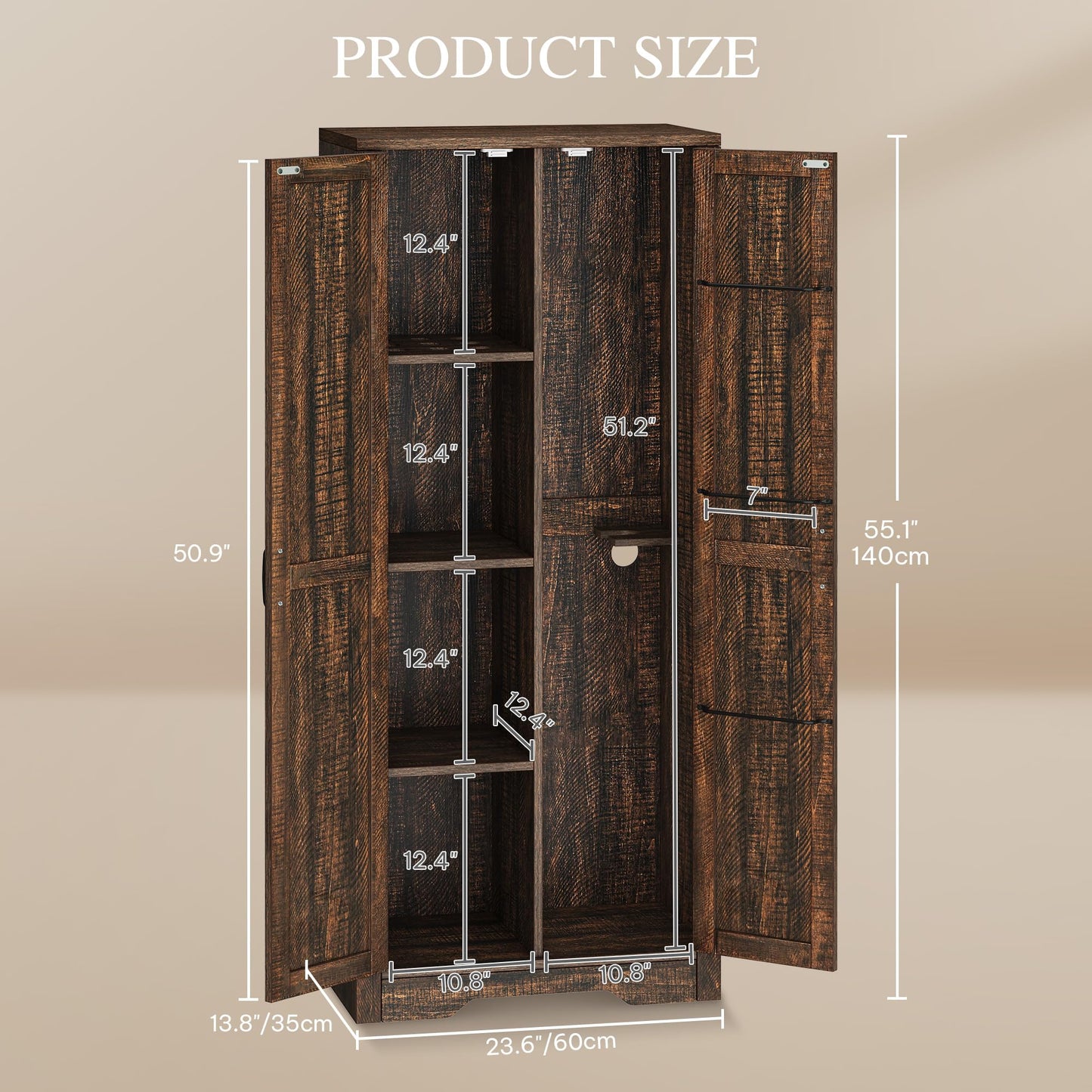 DWVO Wooden Storage Cabinet, Vacuum Cleaner Cabinet Storage Compatible with Dyson Models, Utility Cabinet Stand for Brooms and Mops, Cleaning Tool Cabinet with Doors for Garage