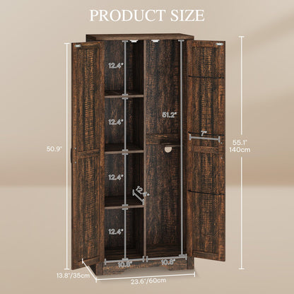 DWVO Wooden Storage Cabinet, Vacuum Cleaner Cabinet Storage Compatible with Dyson Models, Utility Cabinet Stand for Brooms and Mops, Cleaning Tool Cabinet with Doors for Garage