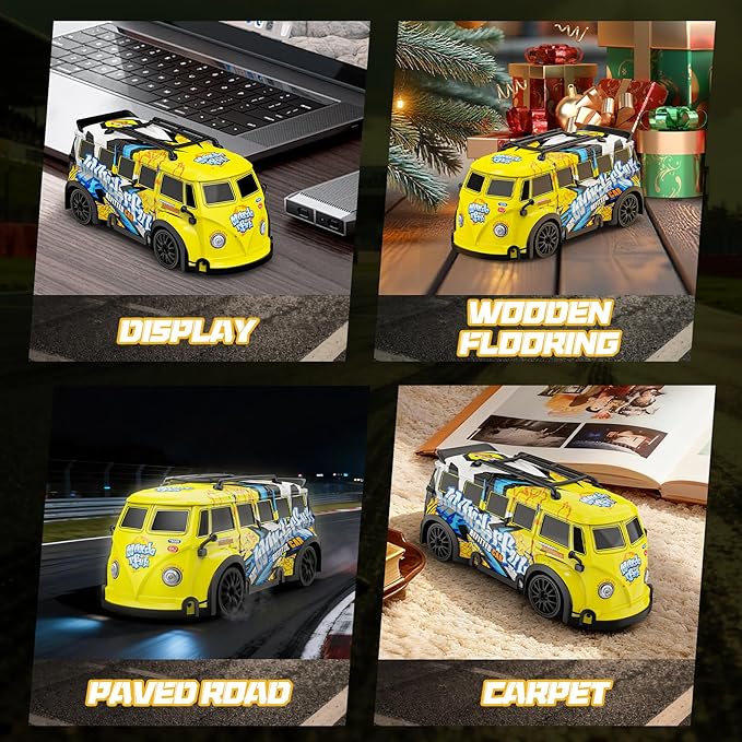 Mini RC Toy Cars for Easter Gifts for Adults Kids Boys Girls RC Drift Car 1:32 Scale 2.4GHz remote control Remote Control Car with LED Lights 4 Obstacles Stunt Drifting RC Toys 4WD 25 km/h