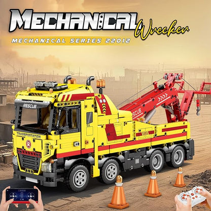 Reobrix Tow Truck Building Blocks 22012 Adult Construction Vehicle Model Kit Mechanical Rescue Vehicle RC Crane Toys with Multi-Function Switches Gifts for Adult 1794 Pieces