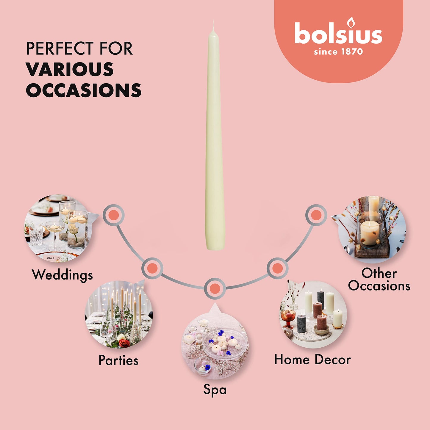 BOLSIUS Unscented 10-Inch Ivory Dinner Candles, 4-Pack - 8 Hour European Quality, Smokeless