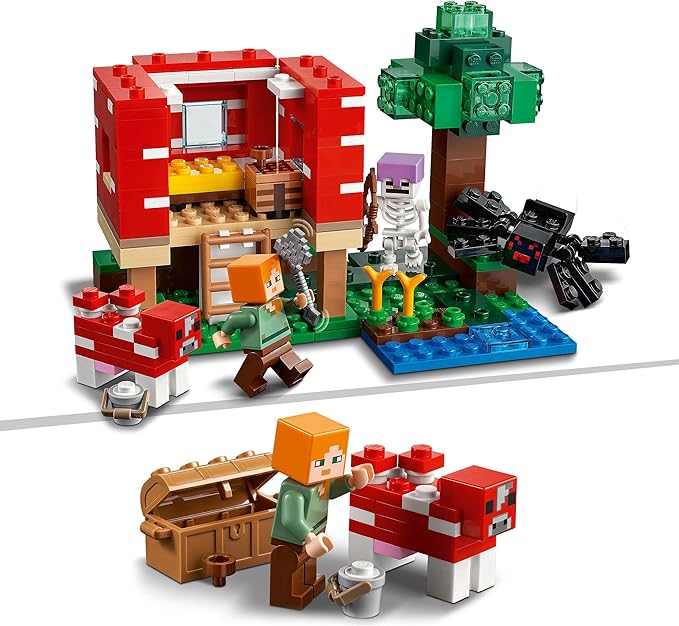 Lego 21179 Minecraft The Mushroom House Building Toy Set for Children from 8 Years Old Gift Idea with Figures