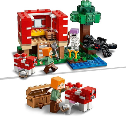 Lego 21179 Minecraft The Mushroom House Building Toy Set for Children from 8 Years Old Gift Idea with Figures