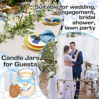 MTLEE 20 Pcs Blue Floral Candle Wedding Favors Something Blue Bridal Shower Gifts for Guests Soy Wax Candles with Glass Jar Bridesmaid Proposal Gifts for Wedding Bachelorette Bridal Shower