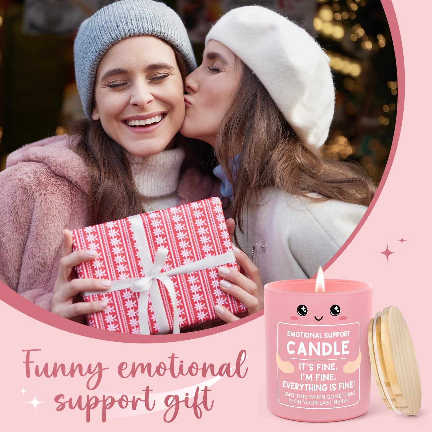 IDELTIME Funny Emotional Support Candle 10Oz, Cheer Up/Stress Relief/Self Care Gifts for Friends Sister Coworker Mom Wife, It's Fine I'm Fine Everything Is Fine Encouragement Scented Candles for Women