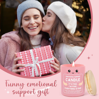 IDELTIME Funny Emotional Support Candle 10Oz, Cheer Up/Stress Relief/Self Care Gifts for Friends Sister Coworker Mom Wife, It's Fine I'm Fine Everything Is Fine Encouragement Scented Candles for Women