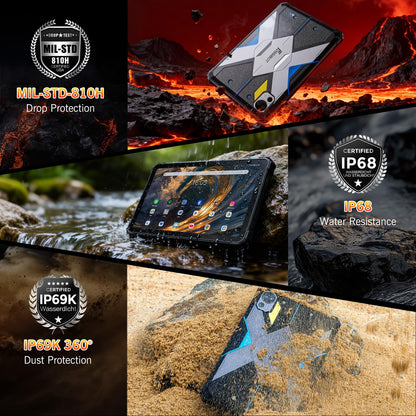 FOSSIBOT DT3 5G Rugged Android 15 Tablet, Dimensity 7300 5G Waterproof Tablets, 21560mAh 66W, 32GB+256GB/2TB Rugged Tablet, 10.4-inch 2K Screen, 64MP+32MP, Dual SIM/WiFi 6/NFC/IP68/IP69K