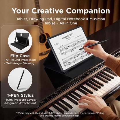TCL NXTPAPER 14 Android Tablet, 14.3" Paper-Like Display Drawing Pad, Digital Notebook & Musician Tablet with 4096-Level Stylus, Flip Case, 8+8GB RAM, 256GB Storage, 10000mAh, Multi-Window, Matte Gray