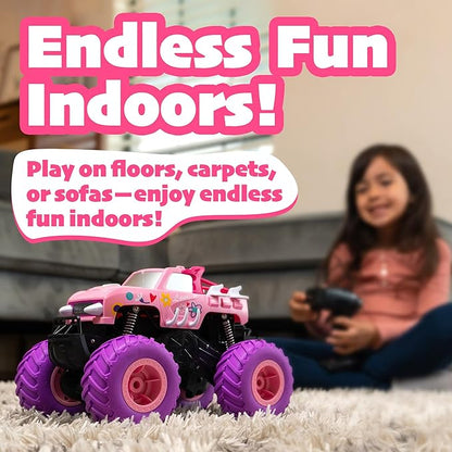 Threeking 1:16 Waterproof Pink RC Monster Truck Toys Amphibious Remote Control Car Pickup 4WD All-Terrain Toy Gift for Girls Ages 6 7 8 9 10 11 12 Durable Off-Road Fun for Indoor &amp Outdoor Play