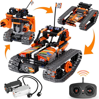 BIRANCO. STEM Remote Control Building Kit 3 in 1 RC Tracked Racer/Tank/Robot Engineering Toys Science Construction Play Set Toy Car Christmas for Boys &amp Girls Age 8-12 (392pcs)