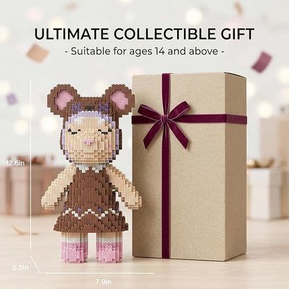12.6 Anny Sister Teddy Blocks Micro Bear Building Bricks Set DIY Craft Kit for Adults Ages 14+ - Cute Collectible Home Decor for Office or Bookshelf Keep Busy Stress Relief - Birthdays