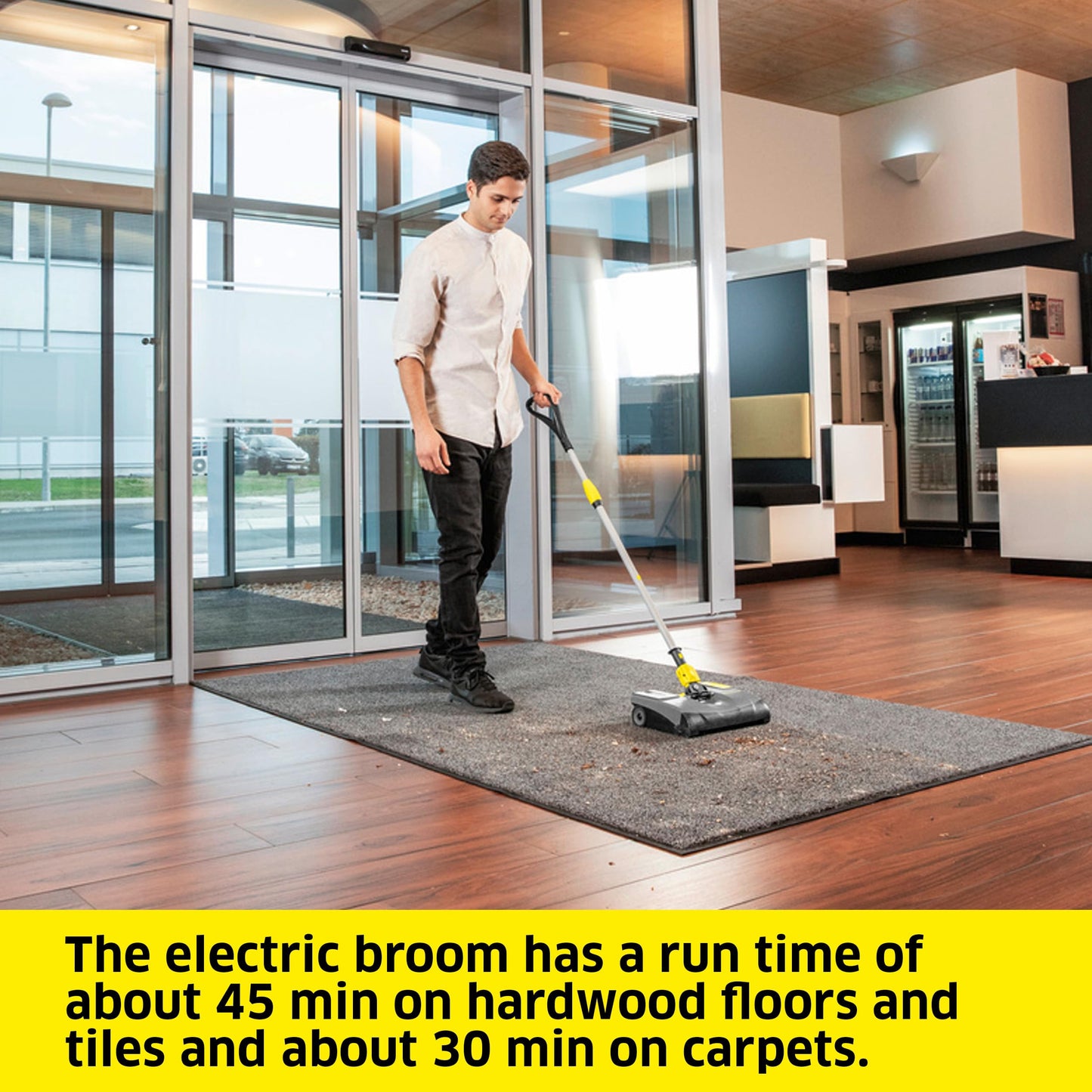 Kärcher EB 30/1 Commercial Electric Broom, Cordless Sweeper, Multi Surface Cleaner, Telescopic Broom Stick, Universal Joint