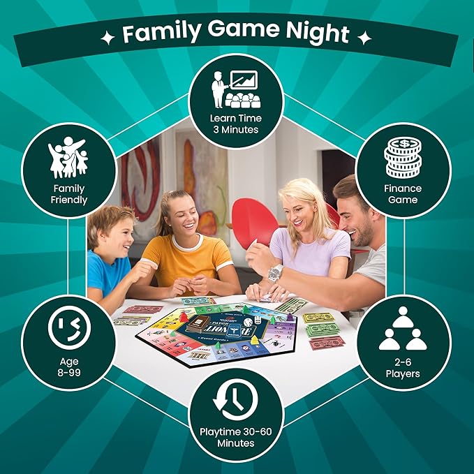 Paycheck to Billionaire: Master Financial Freedom - Smart Investing &amp Cost Management Board Game - Ideal for Game Night Educational Play - Perfect for Boys and Girls Ages 8+ Adults and Family