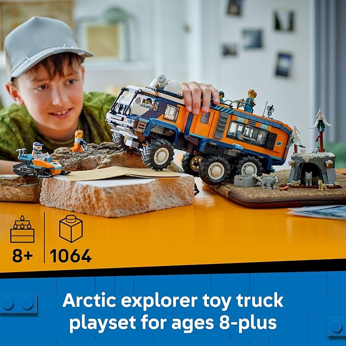 LEGO City Arctic Explorer Science Lab Truck Building Toy - STEM Pretend Play Set for Boys &amp Girls Ages 8+ - Buildable Toy Truck for Kids W/5 Minifigures - Gift Idea for Birthdays - 60471