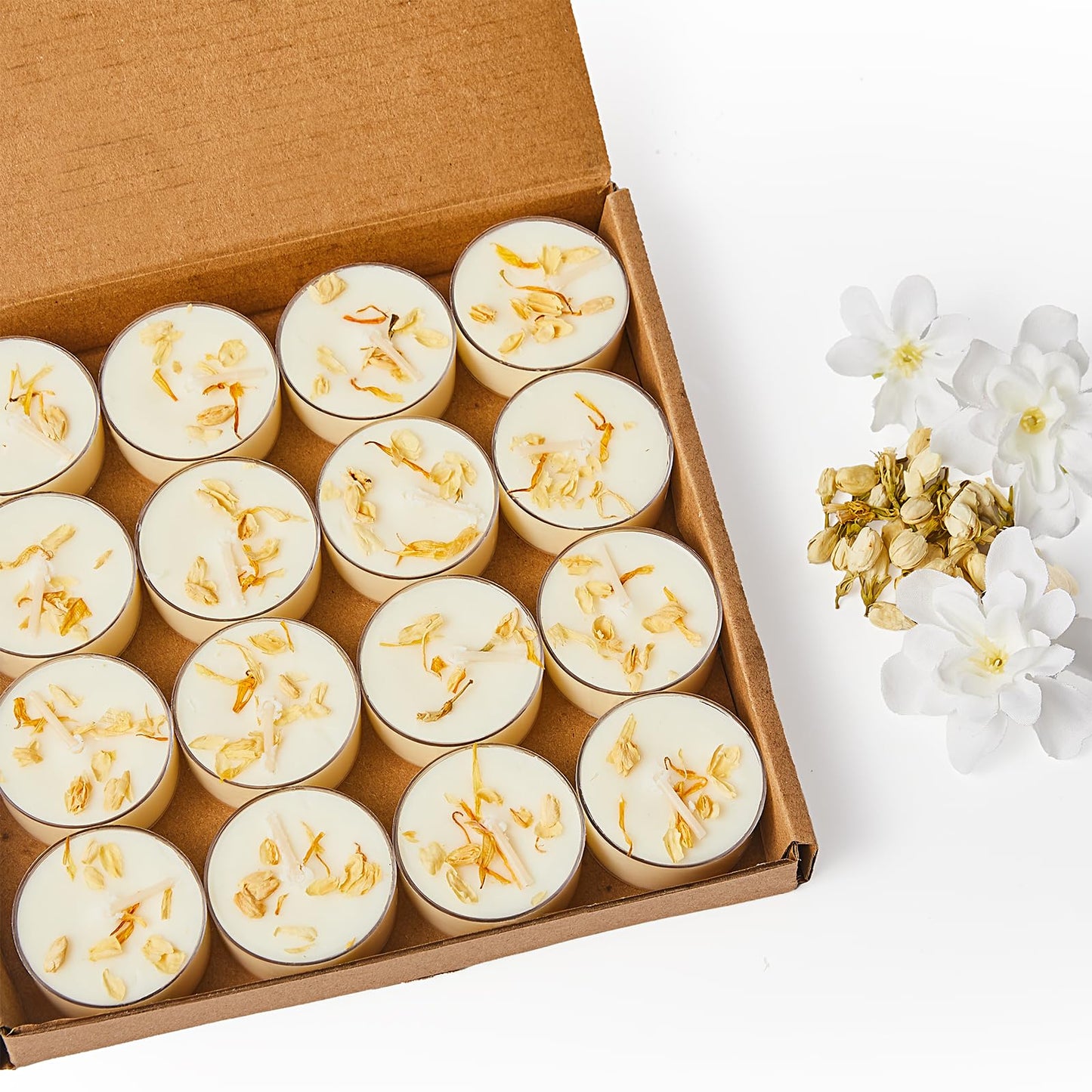 Ashlux Acrylic Jasmine Soy Wax Scented Tea Lights, 8 Pack Bulk – 4 Hour Long Burning, Non-Paraffin, Smokeless,Tealight Candles for Weddings, Table Centerpieces, Home Decor & Christmas