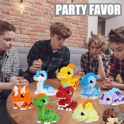 9 Packs Mini Building Set Dinosaur Toys for Adult Cut Dionsaur Building Blocks Party Favors Toys Assemble Game Home Decor Creative Birthday Gifts 14+