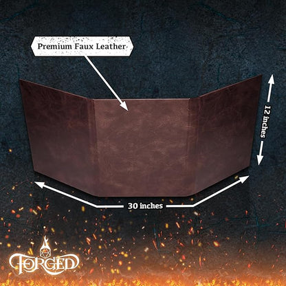 Game Master Screen - 30in Portrait DM Screen Compatible with Dungeons and Dragons and Other TTRPG - Faux Dragon Skin with Clear Dry Erase 8.5 x 11 Pockets - Slipcase Stores with DND Books - Brown