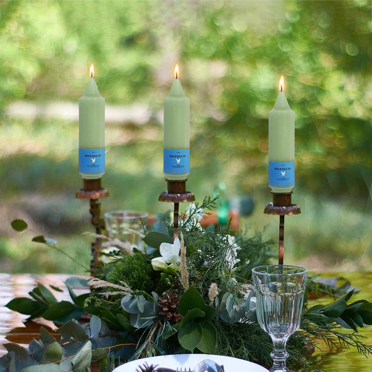 Unscented Dripless Taper Candles Light Green 5INCH Smokeless Short Taper Candlesticks for Dinner Weddings Birthday Party Home Décor