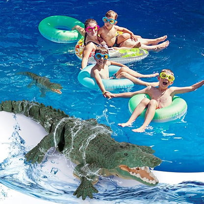Remote Control Crocodile High Simulation RC Crocodile Boat Toys for Swimming Pool Lakes Bathroom Great Gift RC Boat Alligator Toys for 6+ Year Old Boys and Girls