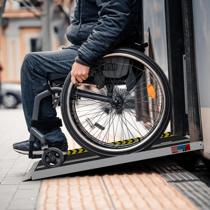 WHALEMOTOR Portable Wheelchair Ramp 4FT, Anti-Slip Aluminum Folding Portable Ramp, Wheelchair Ramps for Home, Weight Capacity Up to 800 LBS, with Transition Plates Above and Below, Loading Dock Plates