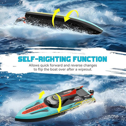 Brushless RC Boat 40+MPH Remote Control Boats for Adults Kids 19 Big Racing Boat for Salt Water Lake River with Self-Righting LED Lights Fishing Function Fast High Speed with Carry Bag