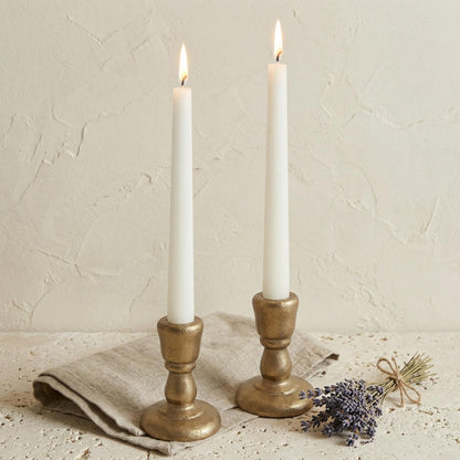 Cast Iron Candle Holders Antique Brass Iron Taper Candle Holders Set of 2, Decorative Metal Candlestick Stands for Weddings, Dining, Parties, and Home Decor