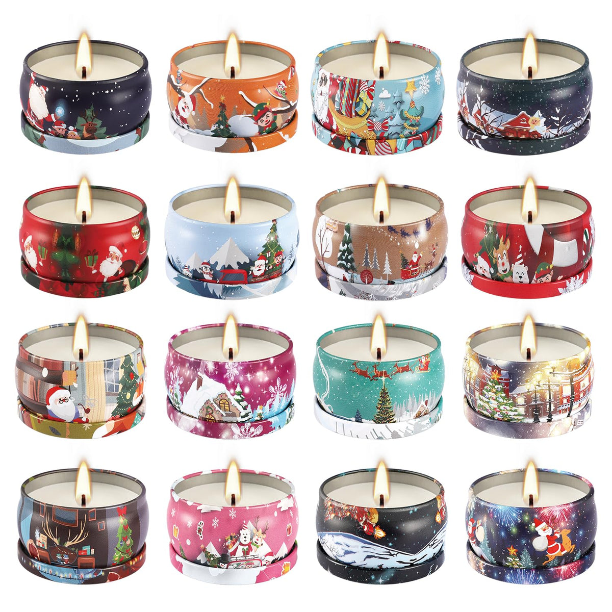 16Pack Christmas Scented Candles Gift- Aromatherapy Candle-Soy Wax-Long Lasting Burn time, Christmas Thanksgiving Gifts for Women，Home Decor