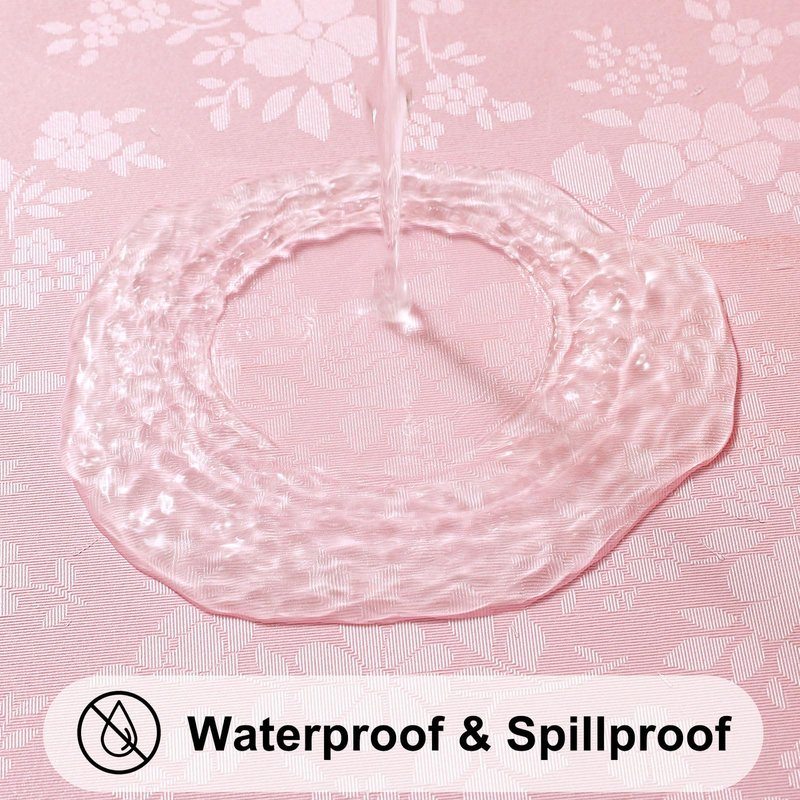 Smiry Round Table Cloth, Waterproof Heavy Duty Vinyl Tablecloths, Wipeable Washable Table Cover for for Dining and Kitchen (Pink, 70" Round)