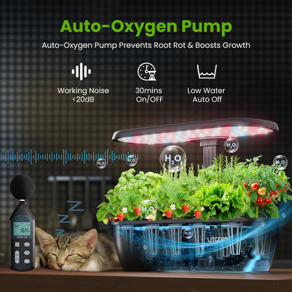 litokam Hydroponics Growing System Kit, 15 Pods Indoor Herb Garden with Smart APP & Quiet Pump, 24W LED Light, Auto Timer, Indoor Garden for Herbs, Vegetables & Flowers, Ideal Gift for Plant Lovers