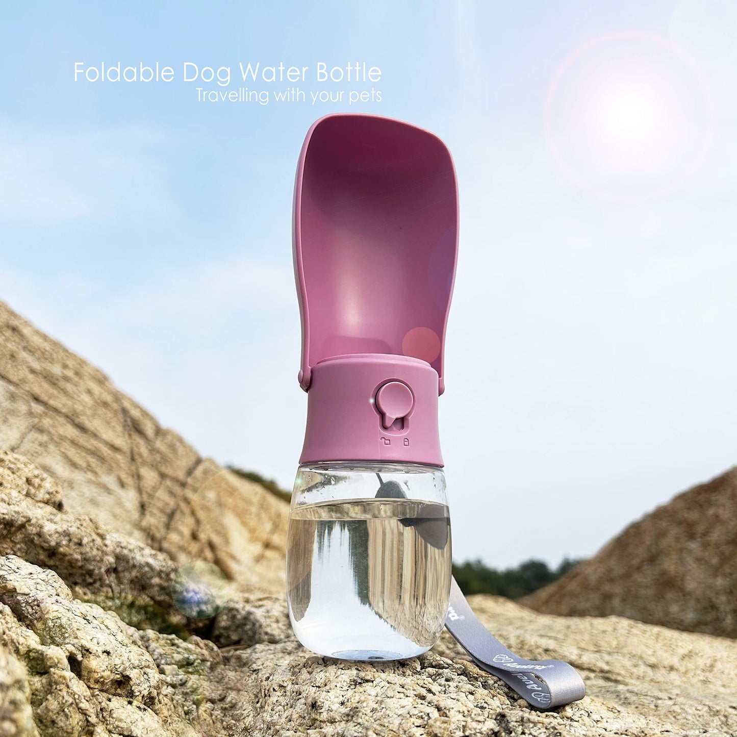 AVELORA Foldable Dog Water Bottle, Portable Dog Water Dispenser, Outdoor Pet Water Bottle for Cat, Puppy, Walking, Hiking, Travel. Dishwasher Safe, 10oz