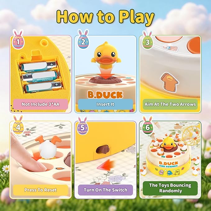B.Duck Games for Kids Age 4-6 Board Games Bounce and Catch Duck Toys for Kids 4-8 Family Board Games for 5-7 Boys Girls Birthday Gifts Christmas Party Games for Toddlers 3-5