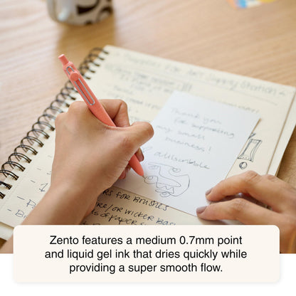 uni-ball Zento Gel Ink Rollerball Pens, 4 Black Medium Point Smooth Writing Pens, Colored Japanese Pens, Muted Colors