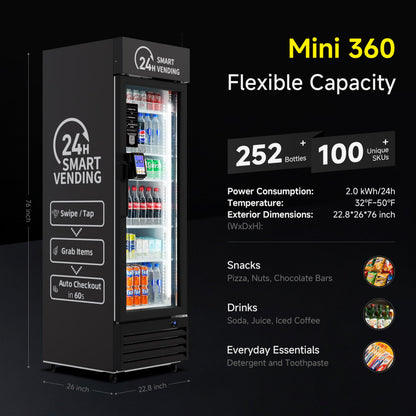 HAHA Vending Smart Combo Vending Machine for Business with AI Technology Vending Machine for Sale, Card Reader & App Control Refrigerated Commercial US-360