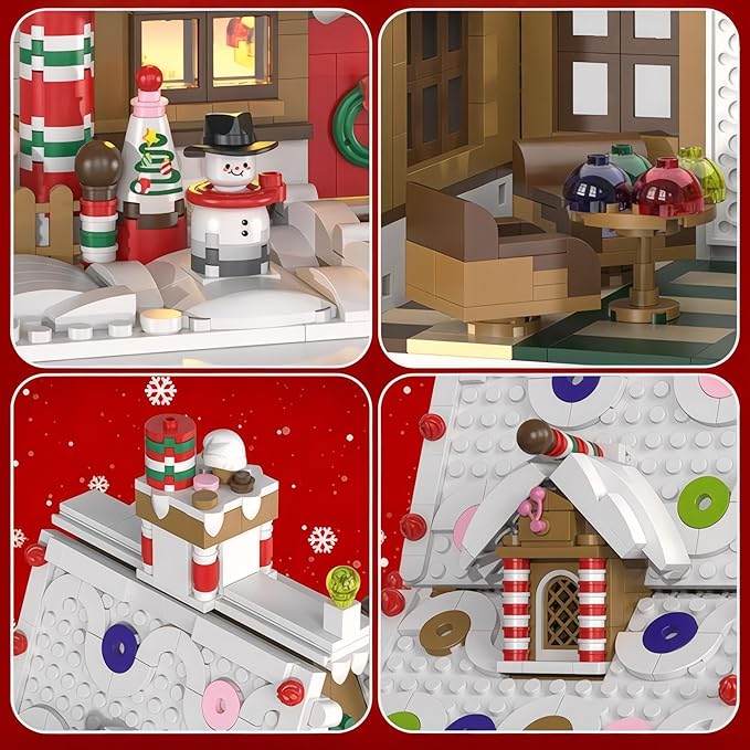 General Jim's Christmas Gingerbread House kit Building Block Bricks Set A Great Holiday Present Idea for Christmas (1455 Pieces) Modular Building Great for Teens and Adults