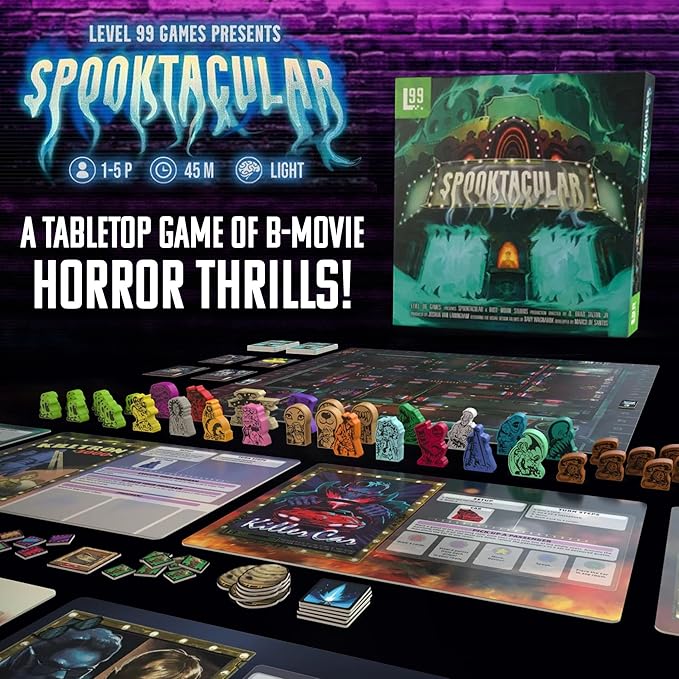 Spooktacular Board Game – Play as 20 Spooky Cinema Monsters Horror Strategy Game for 1-5 Players
