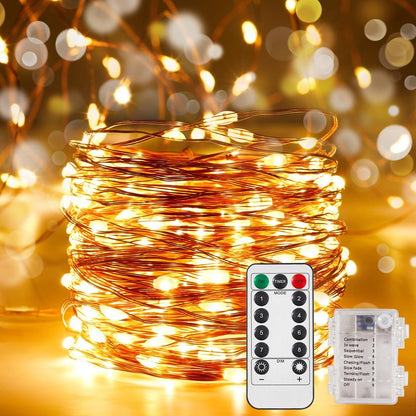 Ariceleo 1 Pack 16.4 Ft. Battery Operated Outdoor String Lights with Remote & Timer, LED Warm White Fairy Lights, Waterproof Twinkle Lights for Bedroom, Dorm, Mason Jar, Wedding, Party, Christmas