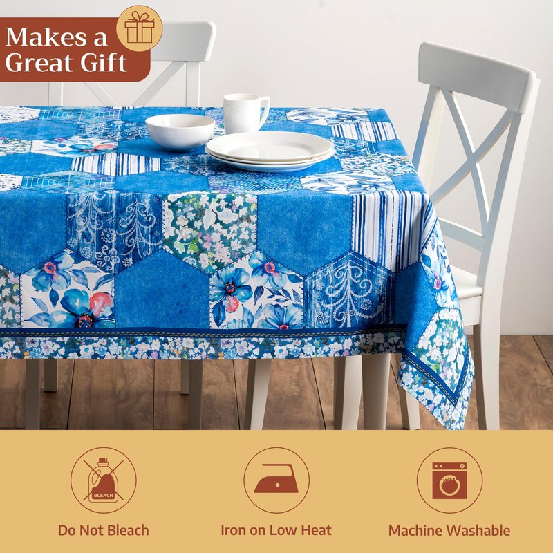 Maison d' Hermine Table Cloth Rectangle Table 100% Cotton 70 x 120 Inches Tablecloth Reusable Decorative for Dining Kitchen Room Farmhouse Home Gifts for Mothers Day Spring Summer - Summer Blues