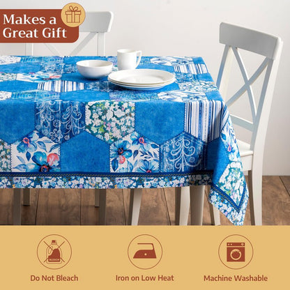 Maison d' Hermine Table Cloth Rectangle Table 100% Cotton 70 x 120 Inches Tablecloth Reusable Decorative for Dining Kitchen Room Farmhouse Home Gifts for Mothers Day Spring Summer - Summer Blues