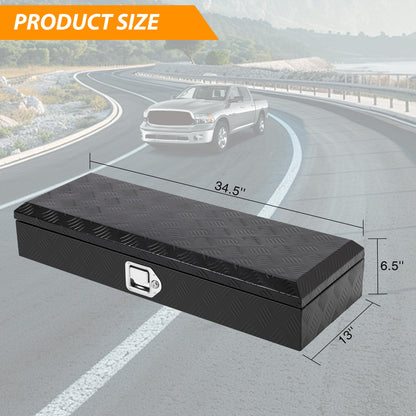 Takywep Truck Bed Tool Box, Heavy Duty Aluminum Five Stripes Plate Tool Box, Trailer Tool Box for Pick Up Truck RV Trailer, Chest Storage Organizer with Lock and Keys,34.5''x12.75''x6.4''
