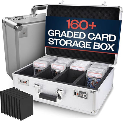VALUN SLABPRO 160+ 4 ROW Graded Card Storage Box Durable Sports PSA Card Storage Box - Organizer Slab for Your Collection - For Baseball Football TCG MTG Cards - Top Loader Design