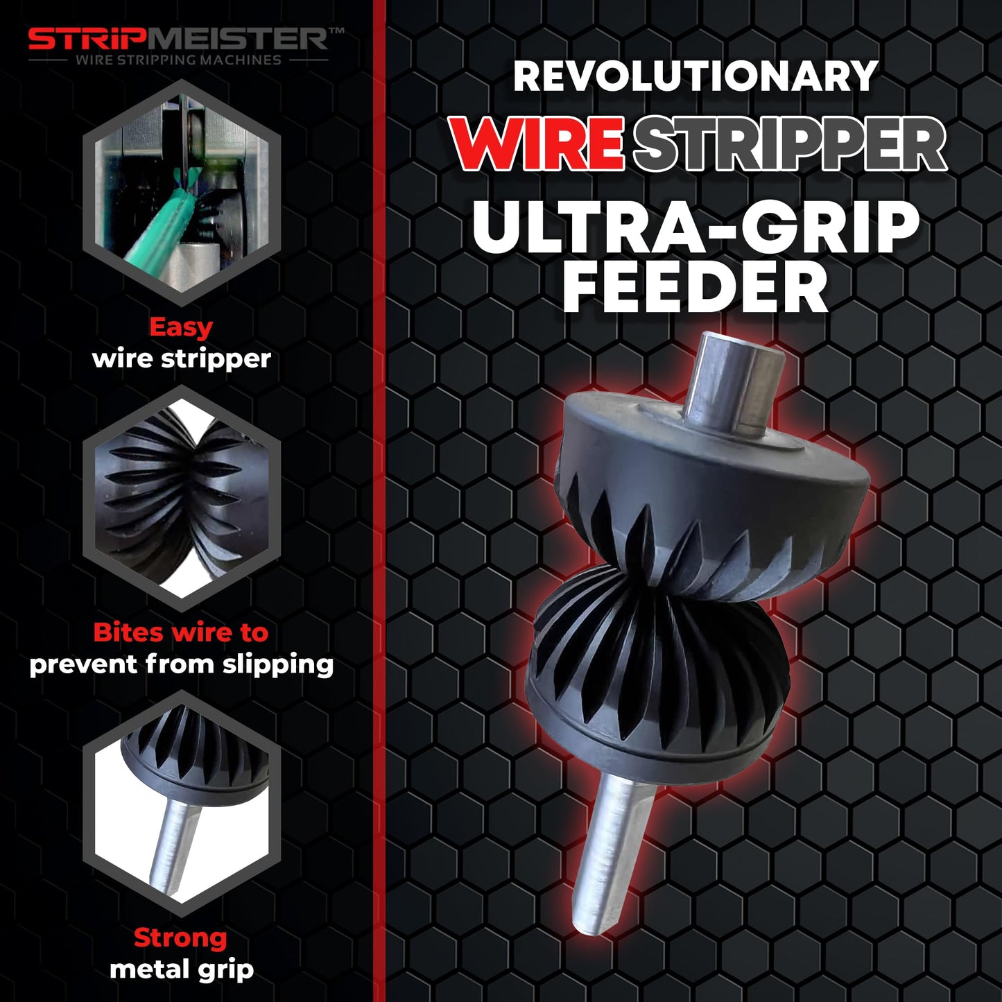 StripMeister Original & E250 Feeder Replacement, E250 Blade Replacement Kit, and Drill-Powered Wire Stripper Machine - Ultra-Grip Replacement Feeder, Manual Wire Stripping Made Easy