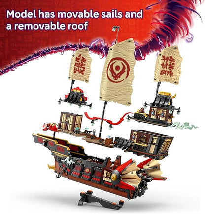 LEGO NINJAGO The Temple Bounty Building Toy - Multi-Level Boat W/6 Ninja Toy Minifigures for Kids Ages 14+ - Model Building Kit with Display Stand - Dragons Rising Gift for Teen Boys &amp Girls - 71