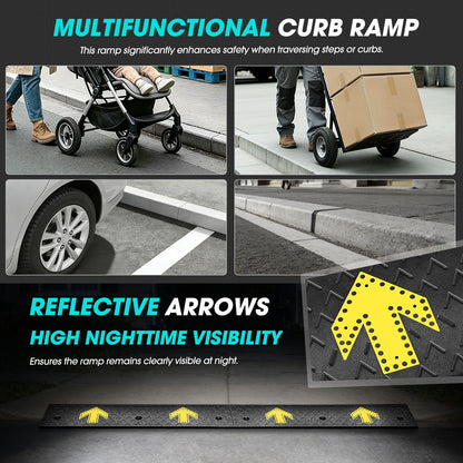 DNA Motoring 2pcs 4.5" Rise Rubber Arrow Curb Ramp Heavy Duty Loading Threshold Ramp 37.4" W x 11.8" D x 4.5" H for Loading Dock, Warehouse, Motorcycles, Cars, TOOLS-00650