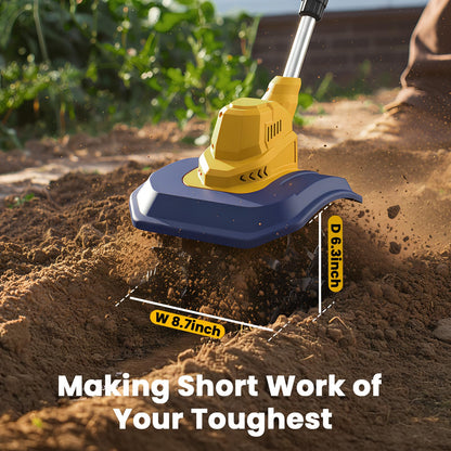 Cordless Garden Tiller Cultivator Compatible with Dewalt 20V/60V MAX Battery, 250RPM Electric Rototiller with Brushless Motor, 48 Steel Tines, 8.7" Tilling Width, 6.3" Depth, Rotary Tiller(Tool ONLY)