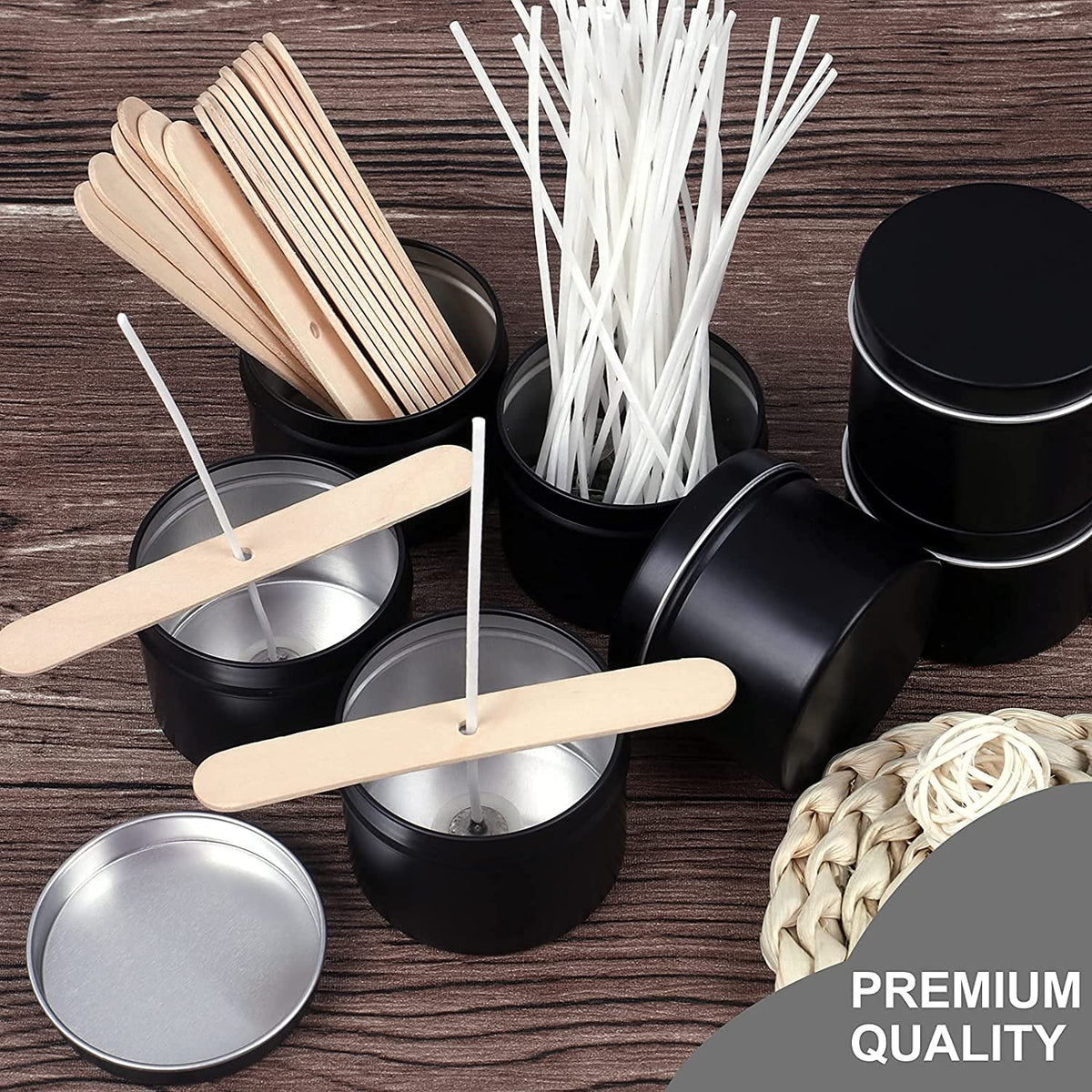 DINGPAI Candle Tins - 27 Black Metal Containers, 2oz Each, DIY Candle Making, Arts & Crafts, Storage & Gifts