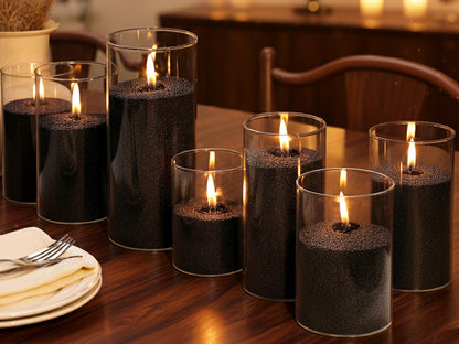 LAMORGIFT 16LB Black Candle Sand- Pearled Candles with Wicks (50 Pcs) & Wooden Spoons, Candle Beads, Sand Wax, Candles Unscented for Powder Candle Making, Refill Kit