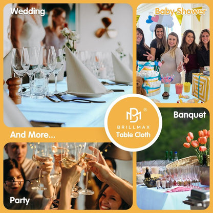 BRILLMAX 6 Pack Light Blue Tablecloths 90 x 156 Inch for 8ft Rectangle Tables - 150 GSM Polyester Fabric, Floor Length Drop, Water, Stain & Wrinkle Resistant Cloth Cover for Wedding Reception Banquet